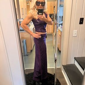 L'Pogee vintage embroidered maxi skirt set with cropped top size M